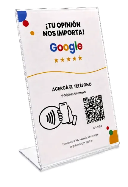 Soporte Tapit de acrílico transparente, vista 360°. Arrastrá para girarlo.
