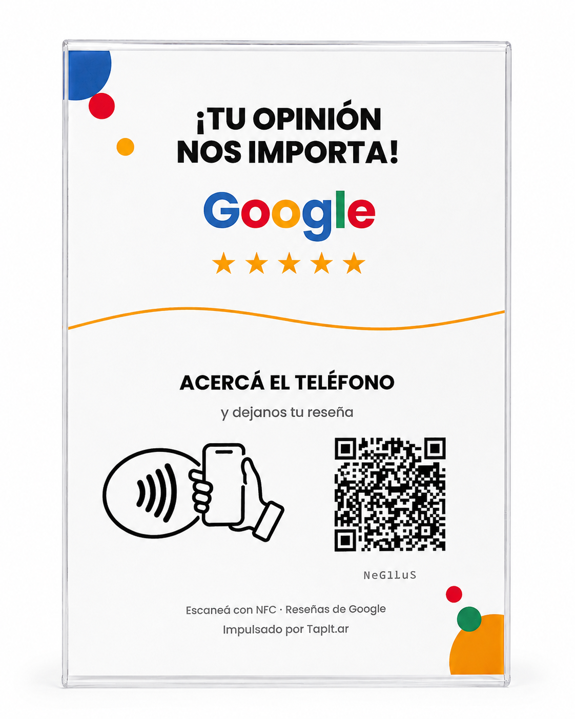Cartel Tapit para reseñas de Google
